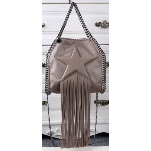 Stella McCartney Mini sac fourre-tout Falabella étoile à franges SM8865 Kaki