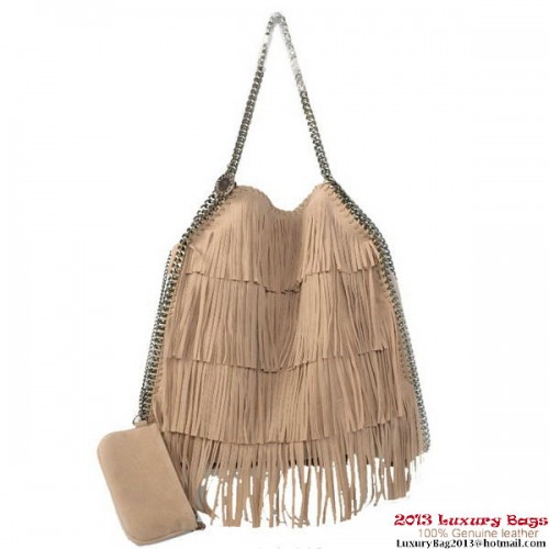 Stella McCartney Falabella Shaggy Tassels Fold Over Tote Bag Abricot