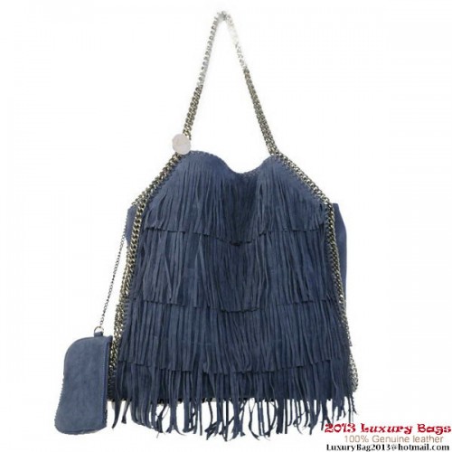 Stella McCartney Falabella Shaggy Tassels Fold Over Tote Bag Bleu