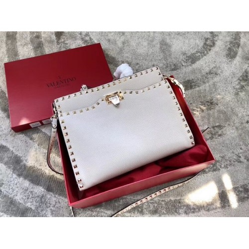 VALENTINO Sac bandoulière en cuir matelassé Candy Rockstud 0650 blanc