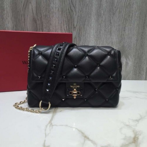 VALENTINO Sac bandoulière en cuir matelassé Candy 0072 noir
