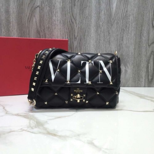 VALENTINO Sac bandoulière Candy en cuir matelassé 0072 black&white