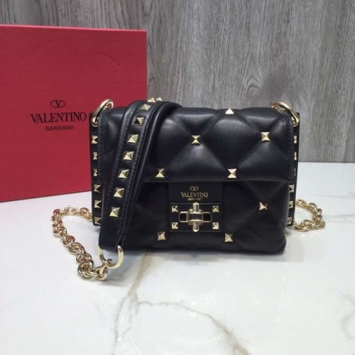 VALENTINO Sac bandoulière en cuir matelassé Candy 0073 noir