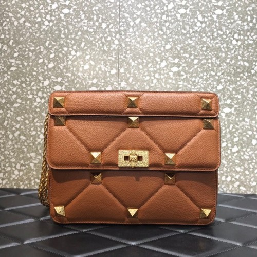 VALENTINO GARAVANI Sac à bandoulière en cuir de veau grainé 2B0I60 marron