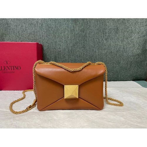 VALENTINO GARAVANI Sac à bandoulière One Stud en peau de mouton XW0B0K21 Caramel