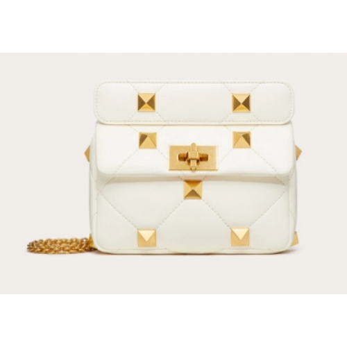 VALENTINO GARAVANI ROMAN STUD Petit sac en peau de mouton 1W2B0L04 blanc