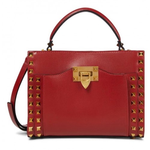VALENTINO GARAVANI Rockstud Alcove Cuir de veau grain moyen 2B0056 rouge