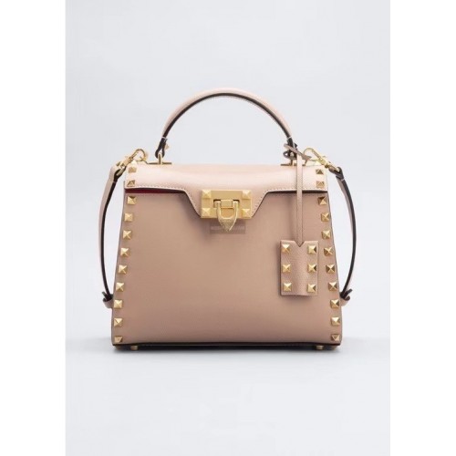 VALENTINO GARAVANI Sac à main Rockstud Alcove en cuir de veau grainé 2B0J71 rose