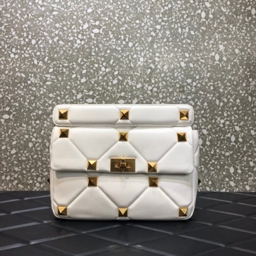 VALENTINO GARAVANI Roman Stud Large Cuir de mouton Napa 1189L blanc