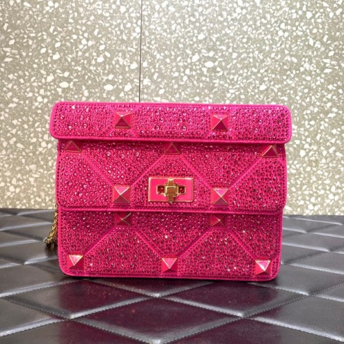 VALENTINO GARAVANI Sac à bandoulière chaîne en cuir de mouton souple Roman Stud VW0B0I82 Prune