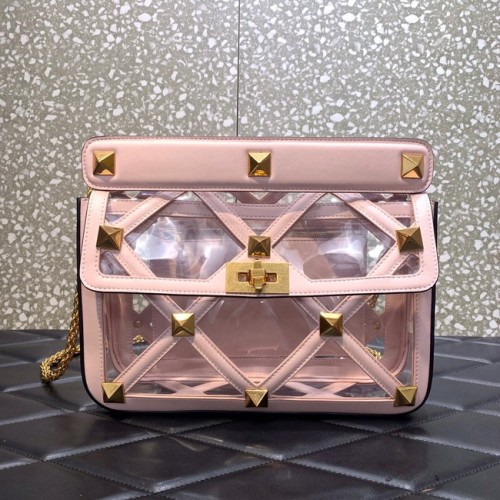 VALENTINO GARAVANI Sac à bandoulière chaîne en cuir de mouton souple Roman Stud WW2B0I60B rose