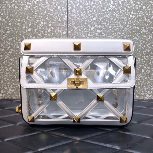 VALENTINO GARAVANI Roman Stud cuir de mouton souple sac à bandoulière chaîne WW2B0I60B blanc