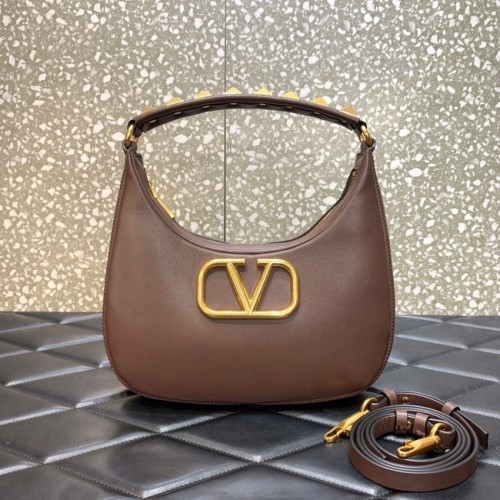 VALENTINO GARAVANI STUD SIGN Sac hobo en cuir de veau 1W2B0K69 marron