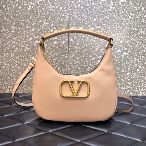 VALENTINO GARAVANI STUD SIGN Sac hobo en cuir de veau 1W2B0K69 rose