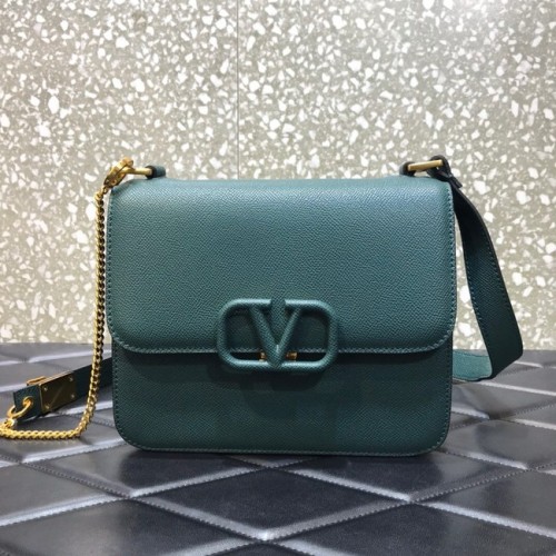 VALENTINO GARAVANI Sac à bandoulière en cuir de veau grainé Stud Sign 0808 vert noirâtre