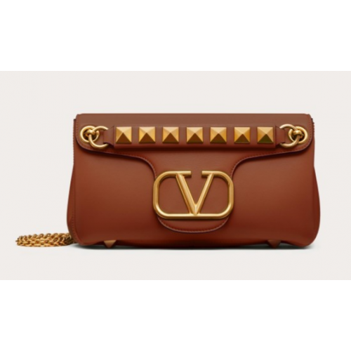 VALENTINO GARAVANI Stud Sign nappa Sac à bandoulière NL098 caramel