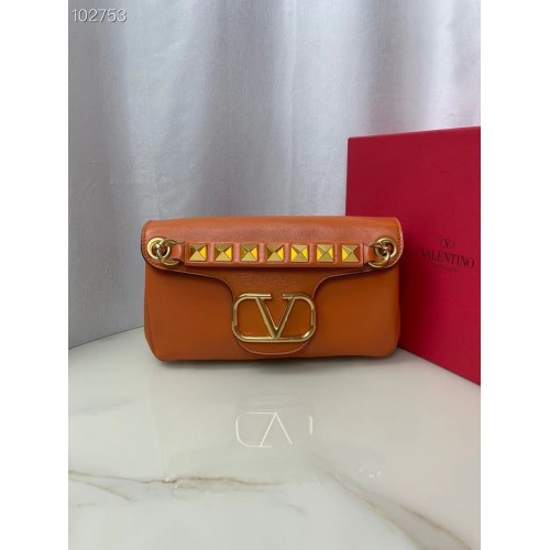 VALENTINO GARAVANI Stud Sign nappa Sac à bandoulière NL098 orange
