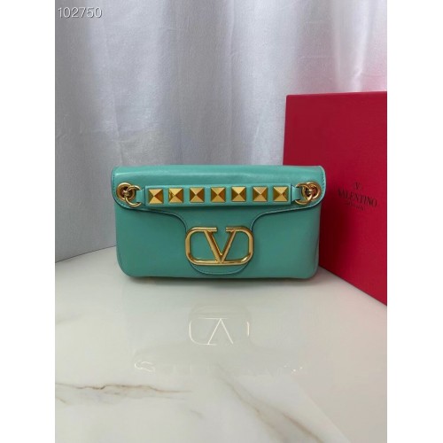 VALENTINO GARAVANI Stud Sign nappa Sac à bandoulière NL098 bleu ciel
