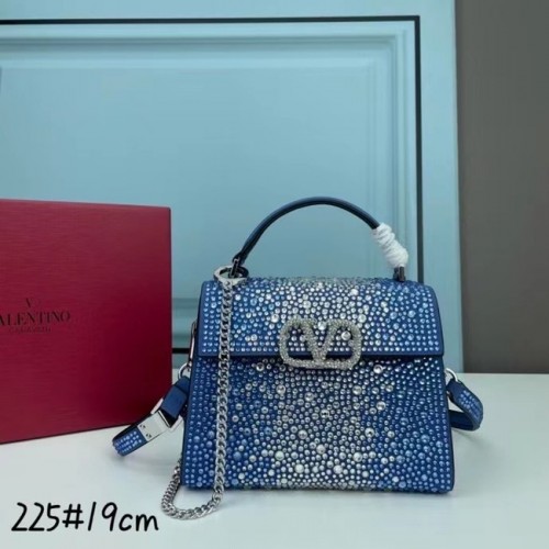 VALENTINO GARAVANI VSLING Shiny diamond Mini totebag XW2B1G9 Métal bleu&argenté