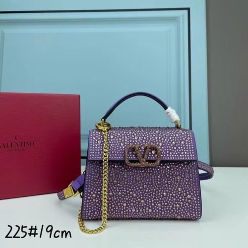 VALENTINO GARAVANI VSLING Shiny diamond Mini totebag XW2B1G9 métal violet&argenté