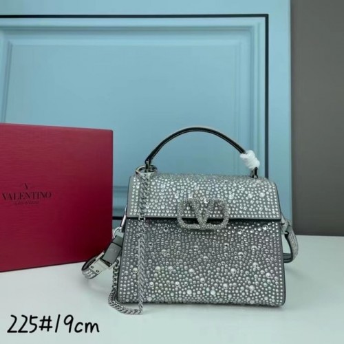 VALENTINO GARAVANI VSLING Shiny diamond Mini totebag XW2B1G9 métal argenté&argenté