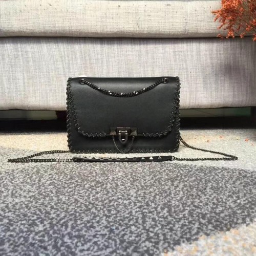 VALENTINO Sac en Cuir Noir 2046 Chaîne Noire