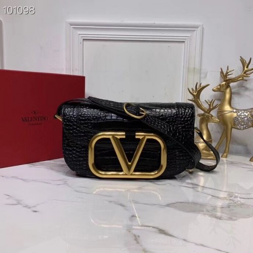 VALENTINO Origianl Sac à bandoulière en cuir de crocodile V0030 noir