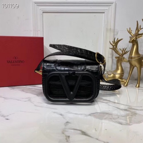 VALENTINO Origianl Sac à bandoulière en cuir de crocodile V0032 noir