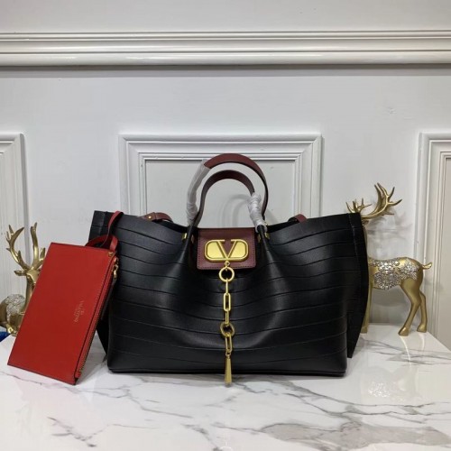 VALENTINO Sac en cuir d'origine Bar Embossage V0099F Noir