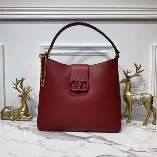 VALENTINO Sac en cuir de palmier d'origine V5002 Bordeaux