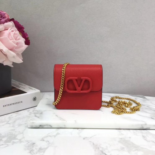 VALENTINO Sac à chaîne en cuir d'origine 067 rouge