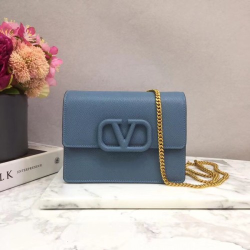 VALENTINO Sac à chaîne en cuir d'origine 069 bleu