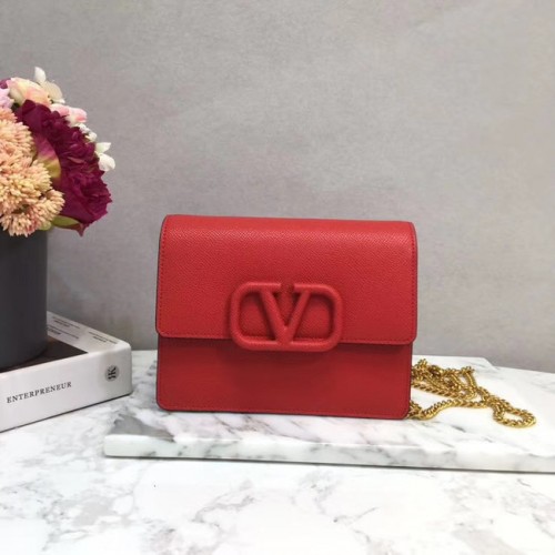 VALENTINO Sac à chaîne en cuir d'origine 069 rouge