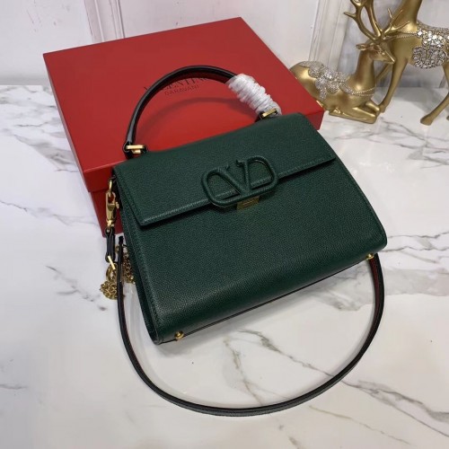 VALENTINO Sac fourre-tout en cuir d'origine V0025 Vert noirâtre