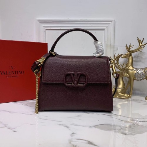 VALENTINO Sac fourre-tout en cuir d'origine V0025 Bordeaux