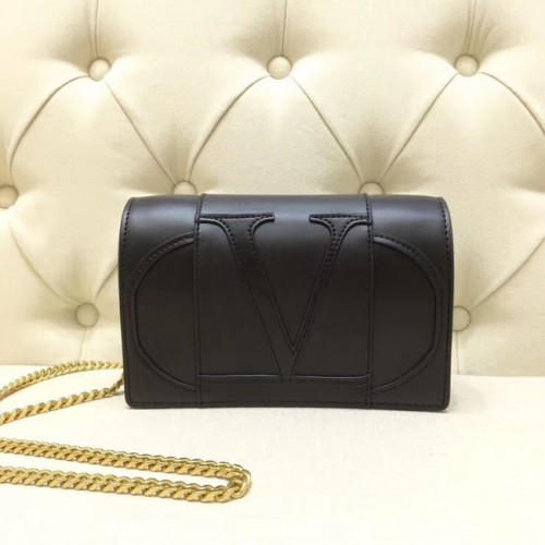 VALENTINO Mini sac à bandoulière en cuir d'origine 7676 noir