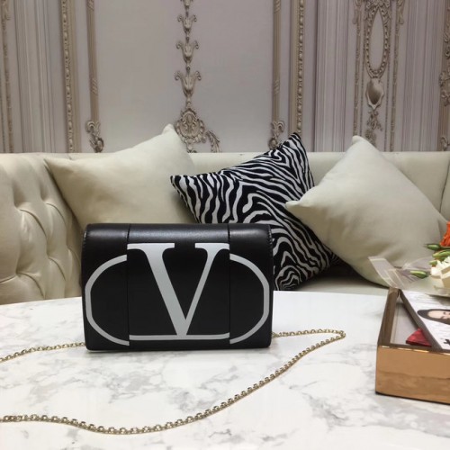 VALENTINO Mini sac à bandoulière en cuir d'origine 8877 noir&blanc