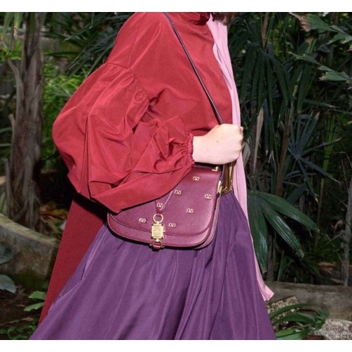 VALENTINO Sac à bandoulière en cuir d'origine 0708 Bordeaux