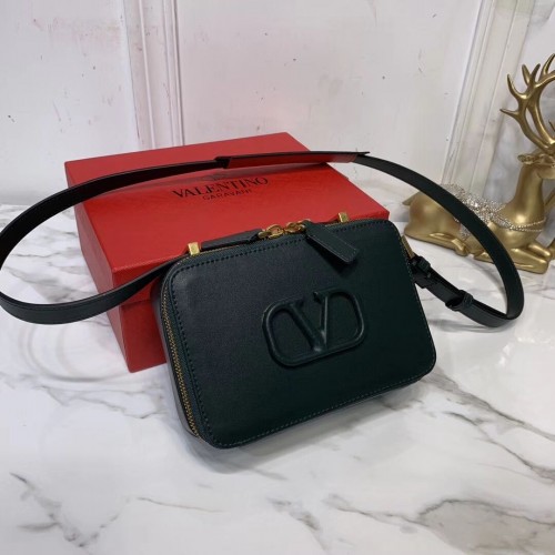 VALENTINO Sac bandoulière en cuir d'origine V0020 Vert noirâtre