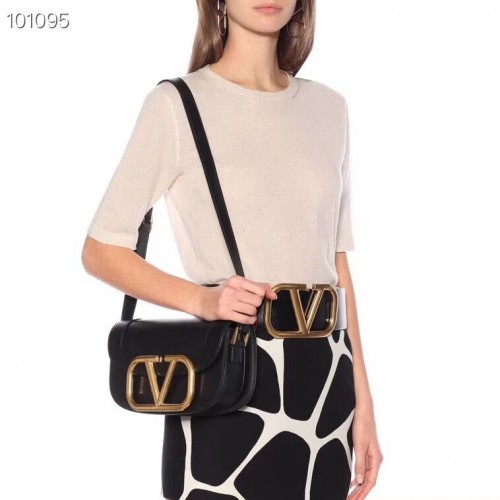VALENTINO Sac à bandoulière en cuir d'origine V0030 noir