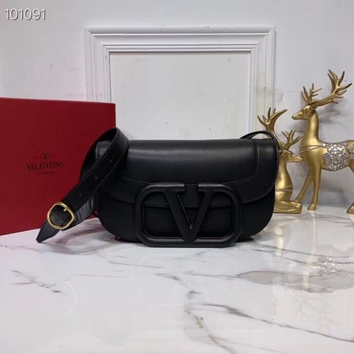 VALENTINO Sac à bandoulière en cuir d'origine V0030A noir