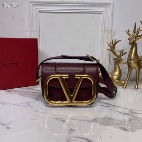 VALENTINO Sac bandoulière en cuir d'origine V0032 Bordeaux