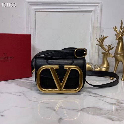 VALENTINO Sac à bandoulière en cuir d'origine V0032 noir