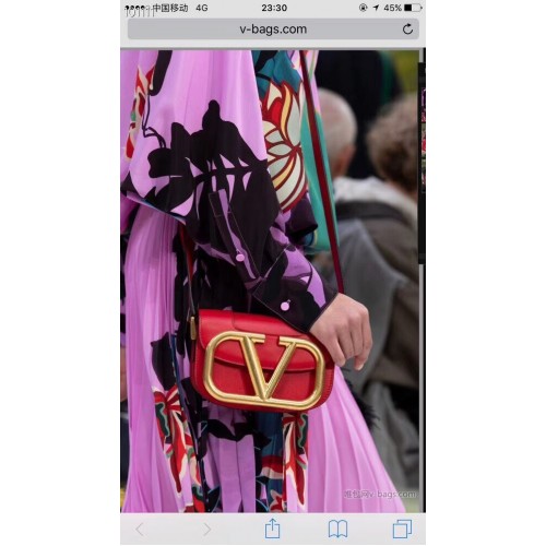 VALENTINO Sac à bandoulière en cuir d'origine V0032 rouge