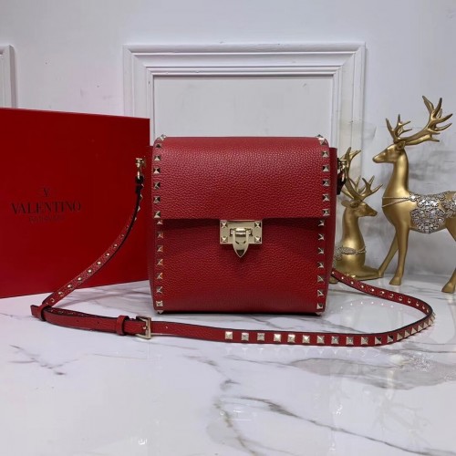 VALENTINO Sac à bandoulière en cuir d'origine V0182 rouge