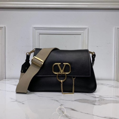 VALENTINO Sac à bandoulière en cuir d'origine V0888 noir