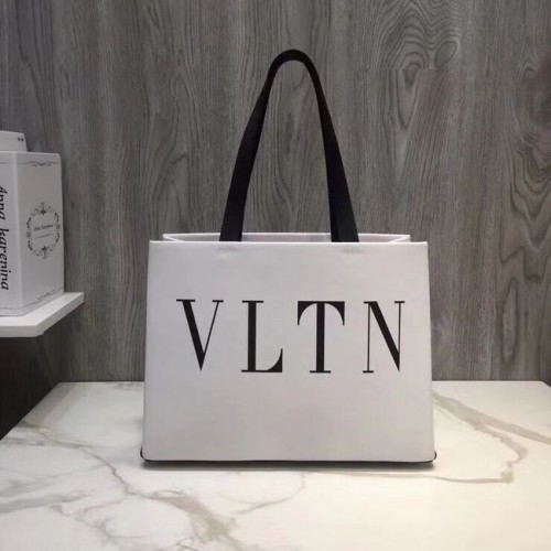 VALENTINO Sac cabas Rockstud en cuir grainé V2052 Blanc