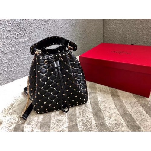 VALENTINO Sac seau en cuir Rockstud 0059L noir