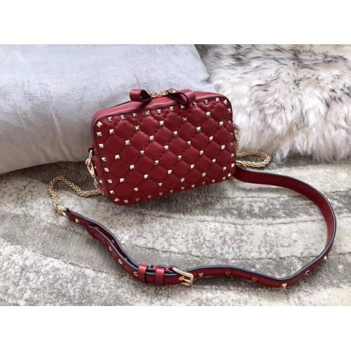 VALENTINO Rockstud sac à bandoulière en cuir pour appareil photo 57367 rouge
