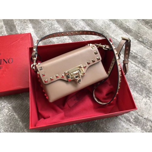 VALENTINO Sac bandoulière en cuir Rockstud 04235 abricot